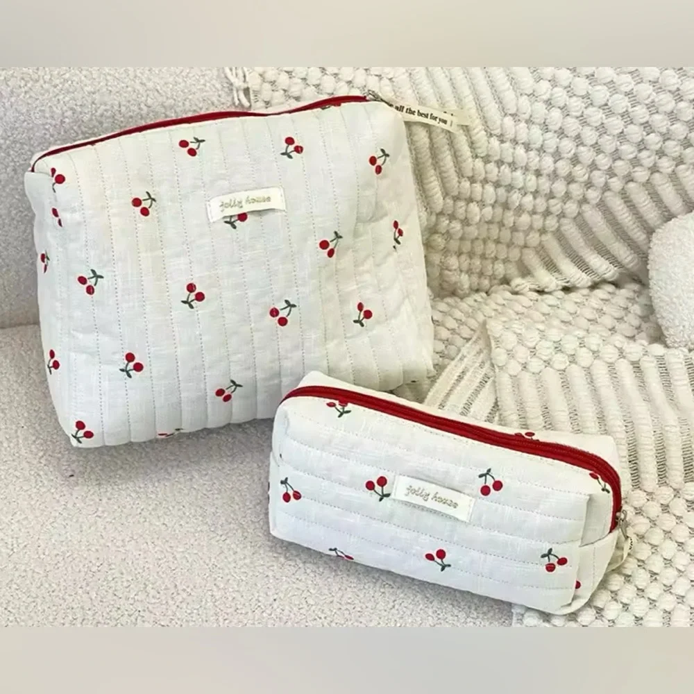 Jolly  House Cherry Print Cosmetic Bag Set NWT JUST ADORABLE!